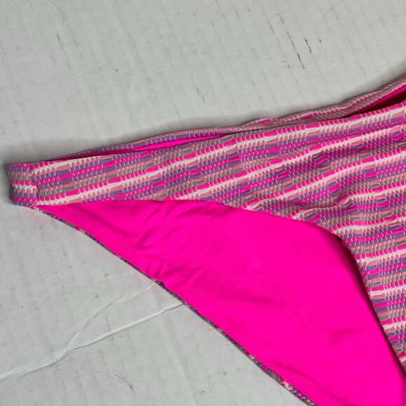L*Space Camacho Classic Bikini Bottom Pink Stripe Nylon Swimwear NWT L - Picture 3 of 7